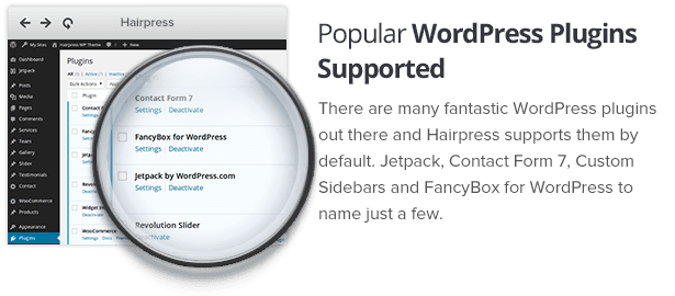 Popular WordPress plugins supported