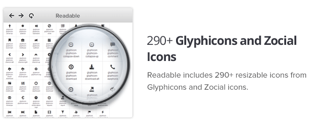 290+ Glyphicons and Zocial Icons