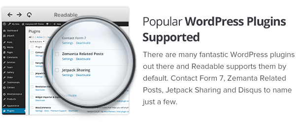 Popular plugins supported