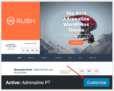 Customize Adrenaline WP