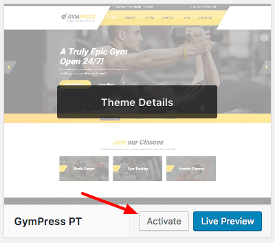 Activate GymPress WP