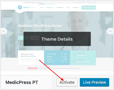 Activate MedicPress WP