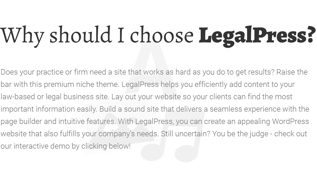 Reasons to choose LegalPress