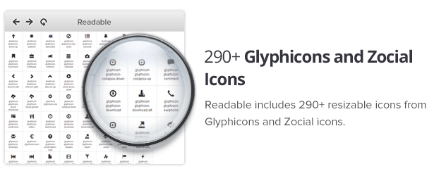 290+ Glyphicons and Zocial Icons