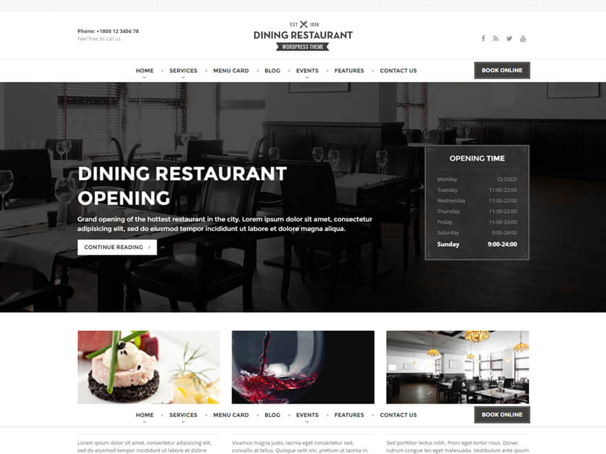 Dining Restaurant WordPress Theme
