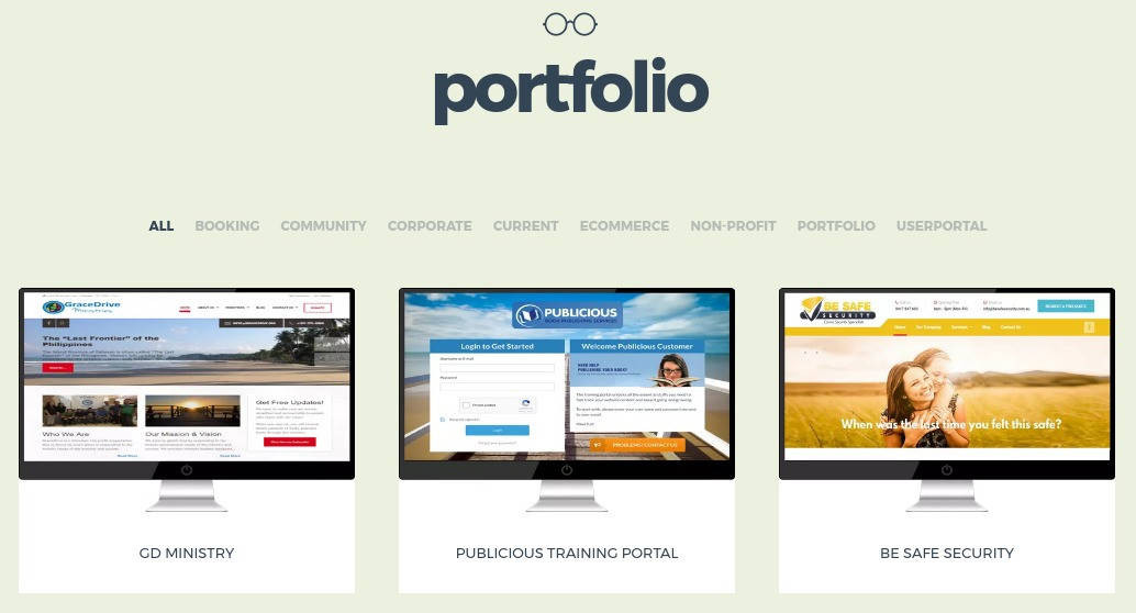 Portfolio of WP sites for local small business