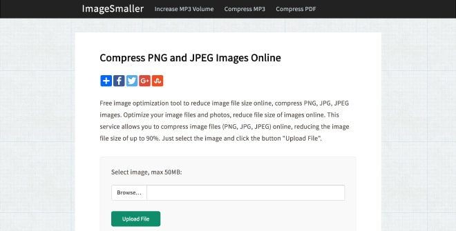 ImageSmaller - online image compression tool