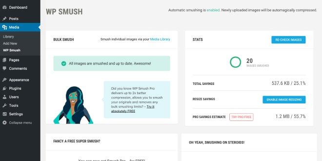 WP Smush - image compression WordPress plugin