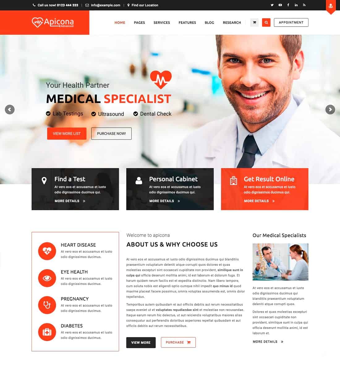 Apicona - Health & Medical WordPress Theme