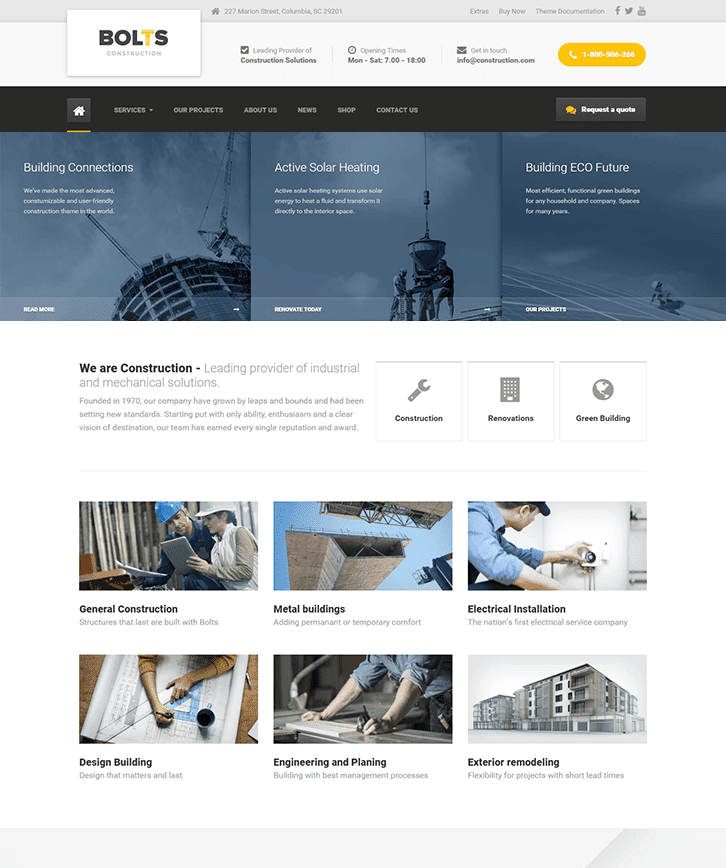 Professional Construction WordPress Theme Bolts