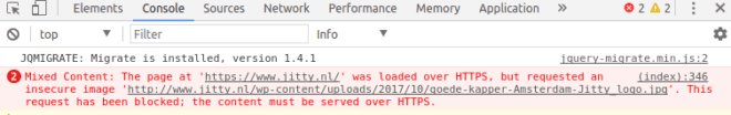 mixed content https ssl error in chrome devtools console