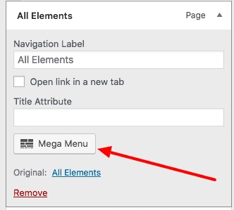 Mega menu button