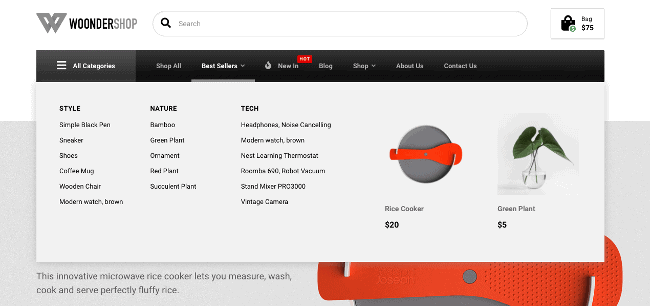 Mega menu - frontend