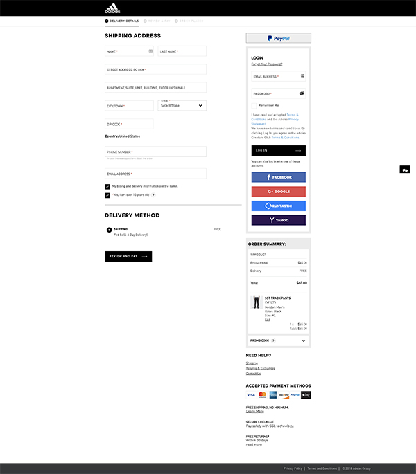 adidas E-commerce Checkout Conversion Rates