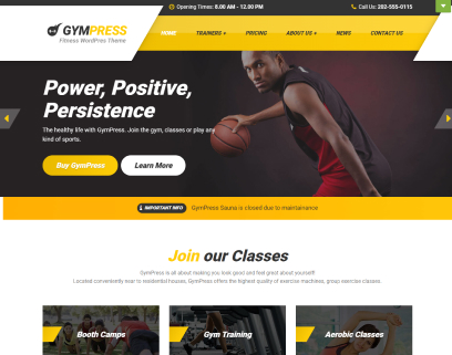 gympress wordpress theme preview