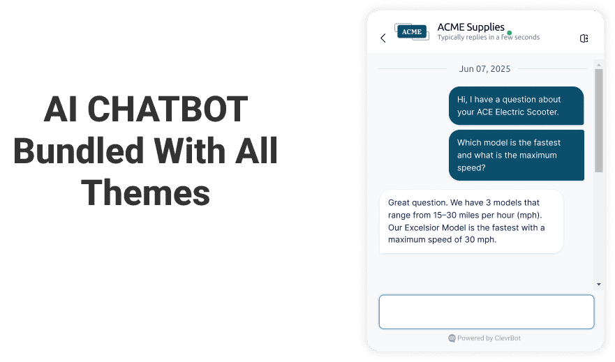 ClevrBot AI chatbot offers instant, 24/7 customer support at a fraction of the cost of a full support team, handling common questions and tasks efficiently so your human staff can focus on high-value work. It's scalable, consistent, and never takes a day off.