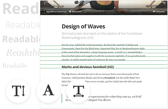 Fonts, layout and structure of the text