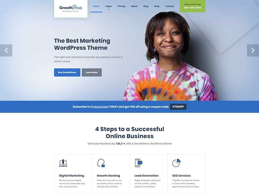 marketing wordpress theme growthpress