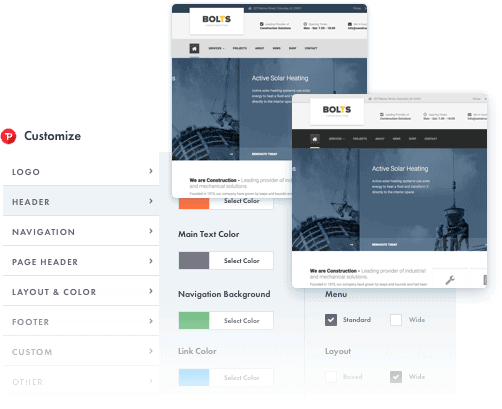 Personalize Colors and Layout with Construction WordPress Theme